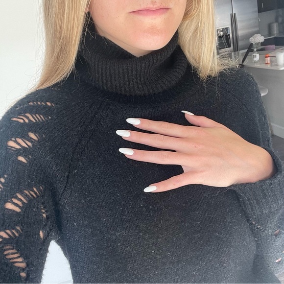 VINCE Ripped Arm Turtleneck Sweater - Picture 2 of 8